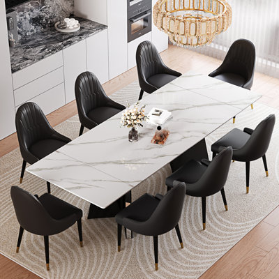 Ensemble de table de salle à manger en faux marbre Modern Modern