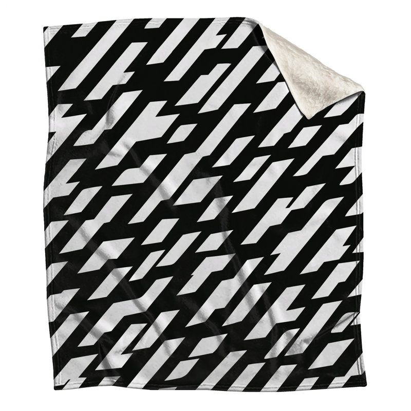 Couvertures noires et blanches à rayures diagonales, 60in W x 80in H