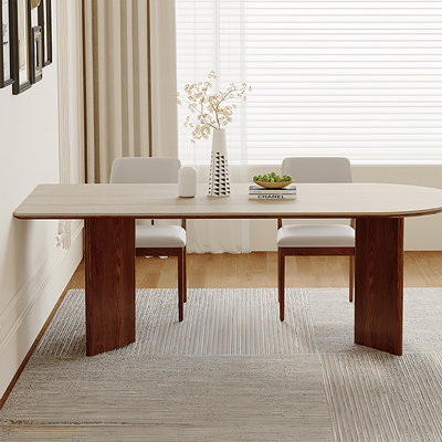 Retro cream-style rock plate dining table