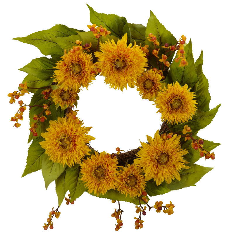 Golden Sunflower Silk Wreath