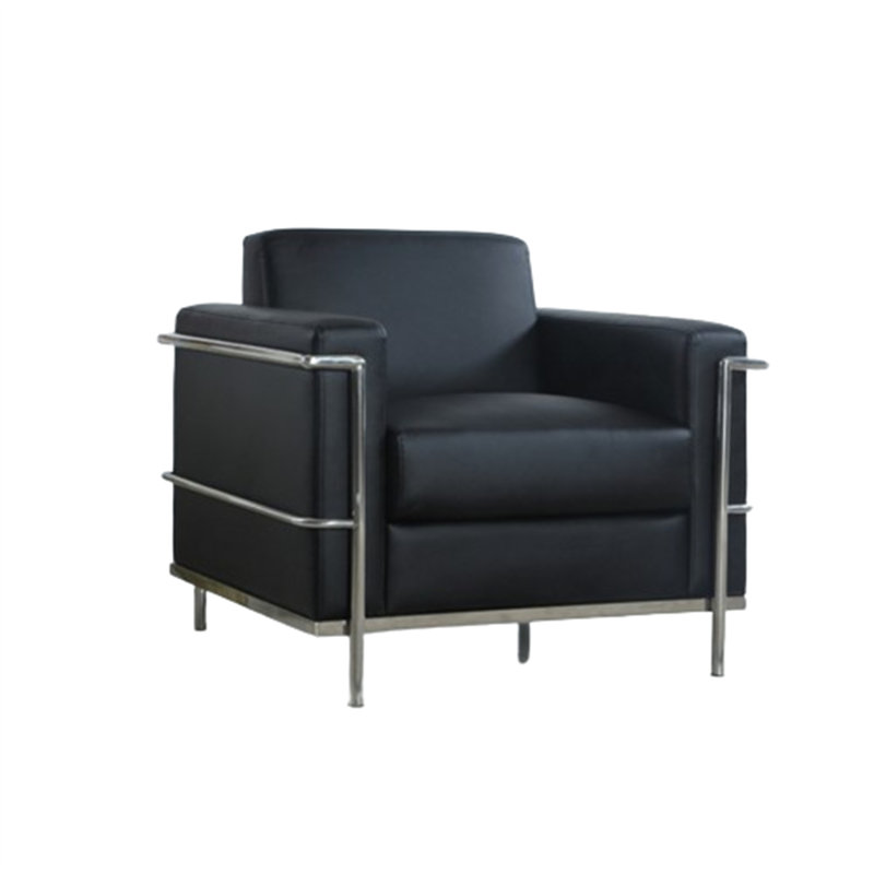 Fauteuil de direction en similicuir Executive, fauteuil de salon rembourré en métal chromé, Noir