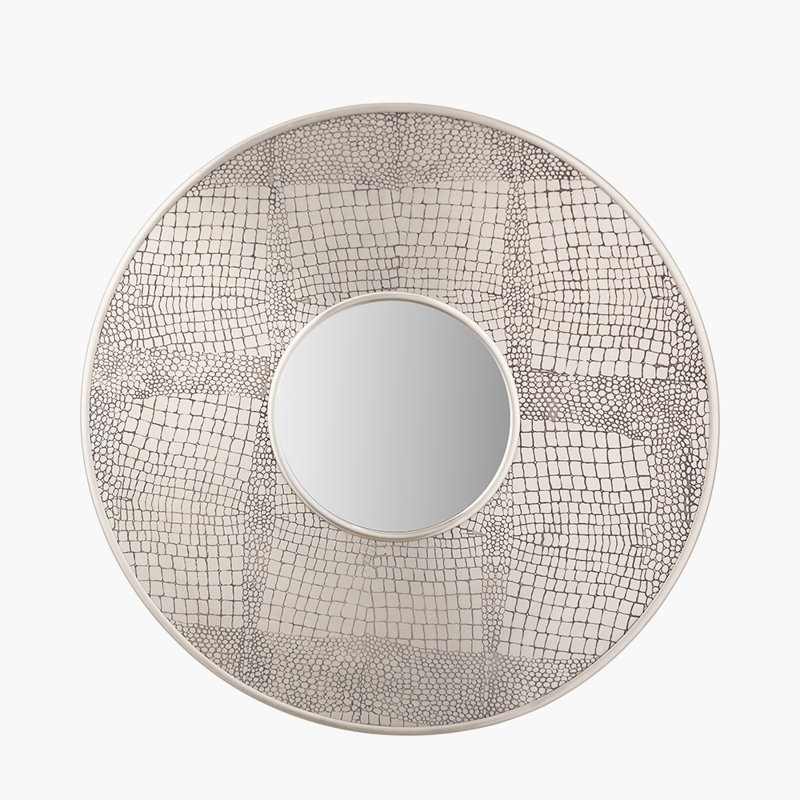 Iron Round Wall Mirror, Silver