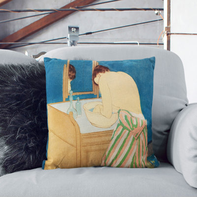 Woman Bathing Square Throw Cushion