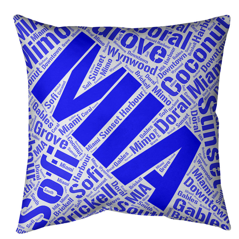 Coussin intérieur / extérieur Miami, H 18 po x l 18 po, Oui, Bleu