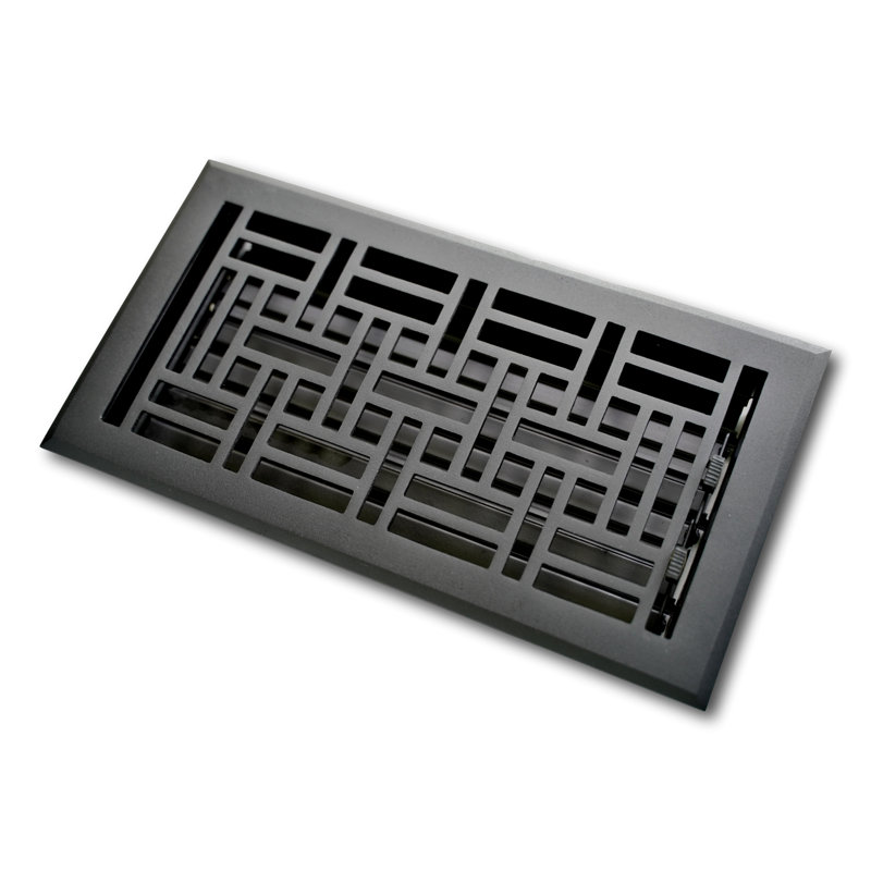 Reggio Register Aluminum Vent Cover, Black, 12" L x 4'' W x 2.75" H