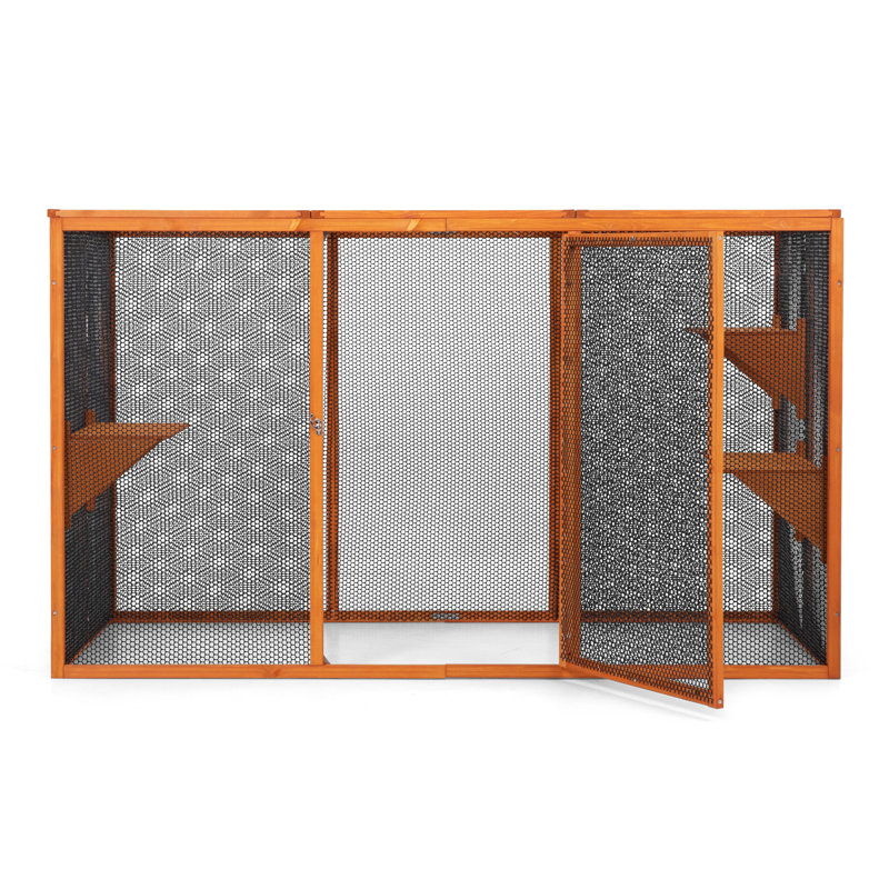 Cabine pour chat détachable avec toit imperméable et 3 plateformes de saut - Plateforme de divertissement pour chenil orange