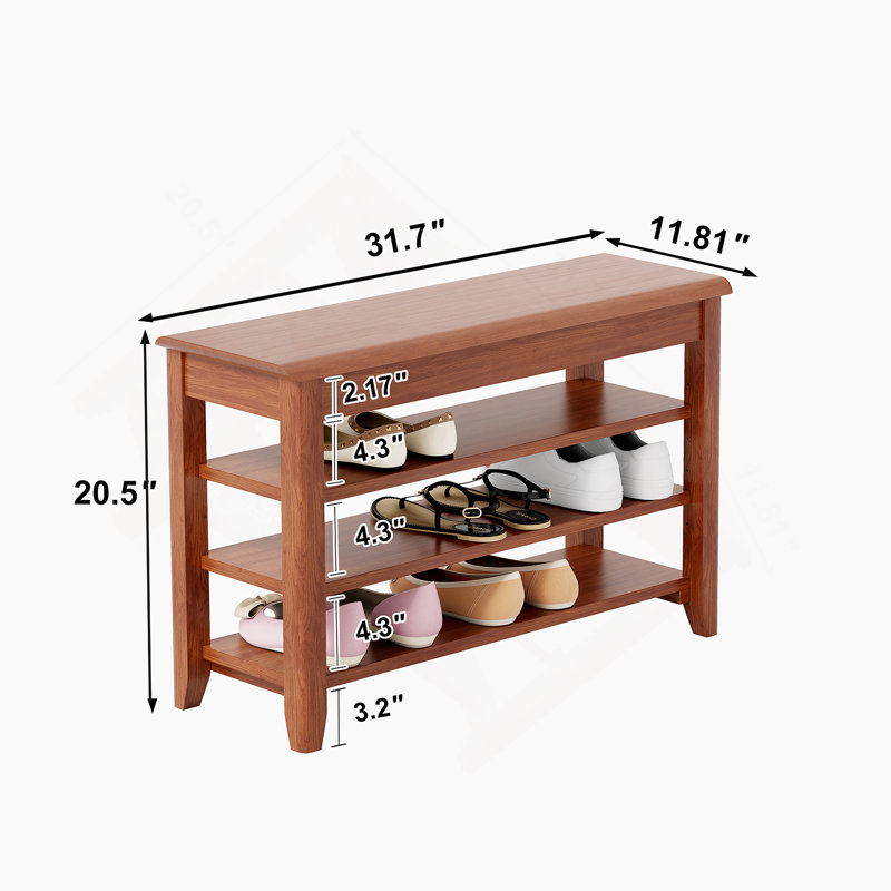 Solid Wood Shoe Rack, Shoe Bench, Entryway Bench