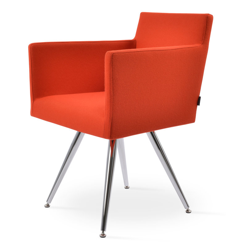 Harput 15'' H Upholstered Armchair, Camira Wool Orange, Stainless Steel