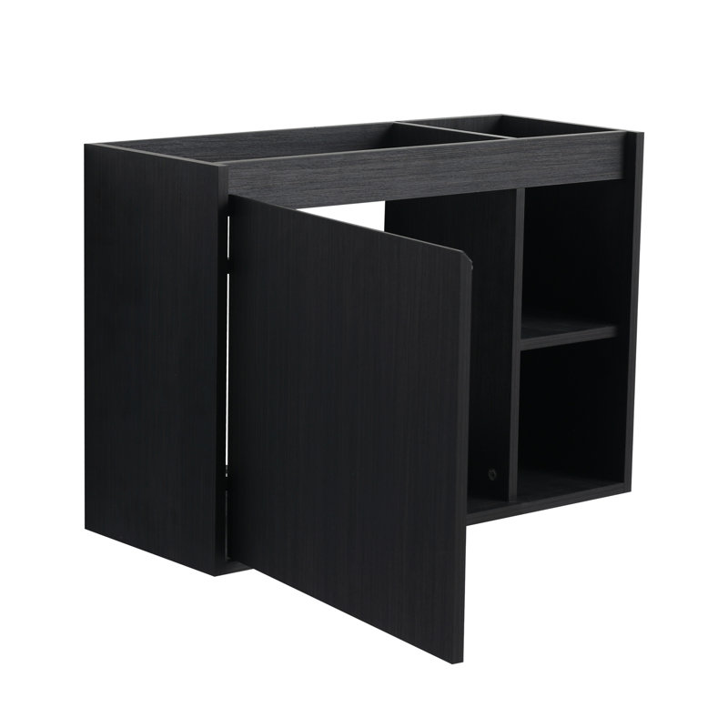 28'' Wall-Mounted Bathroom Vanity with White Ceramic Sink & Soft-Close Door, KD-Packing