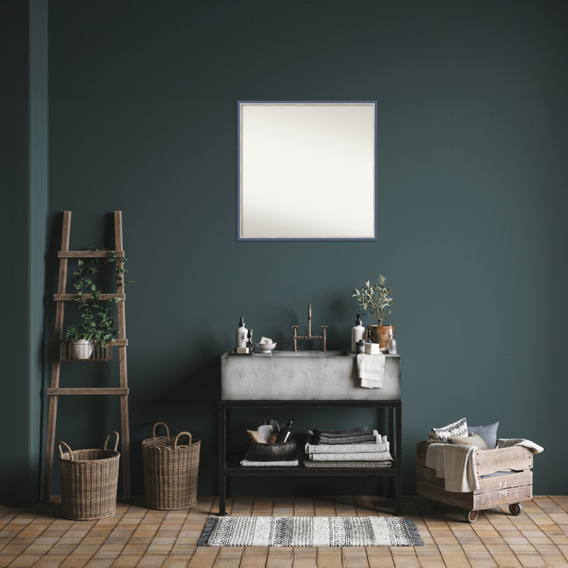 Miroir mural Theo, Bleu, 27,25 po x 27,25 po, Carré