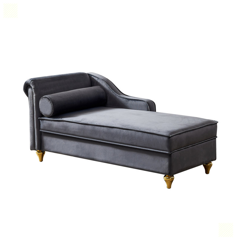 Modern Upholstery Chaise Lounge Chair with Storage, Gray