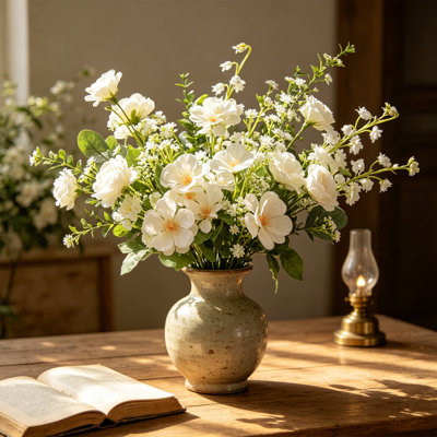 Kbndieu Fake Artificial Flowers Faux Silk Flowers Rustics-style Artificial Flower Bouquets Wedding Venue Floral Arrangements Decorative Pieces and Photo Bouquets