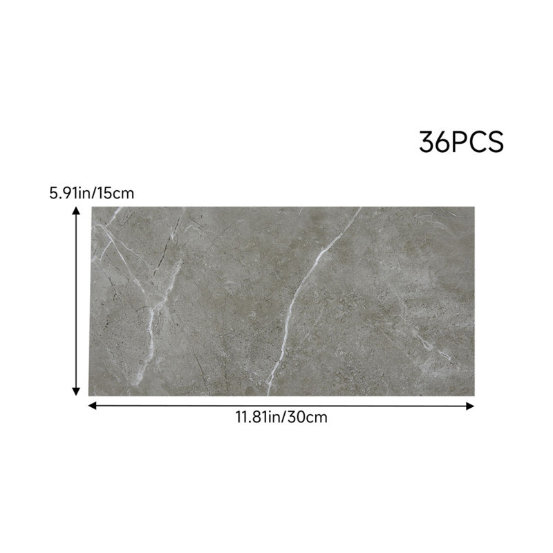 36Pcs Self-Adhesive Marble-Effect Flooring Tile Set, White