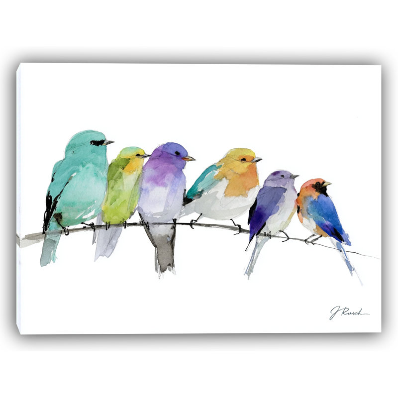 «Colorful Companions on a Wire», art mural sur toile tendue