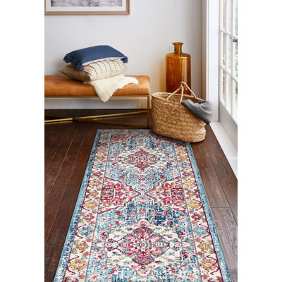 Olaughlin Power Loom Pink/Blue/Ivory Rug