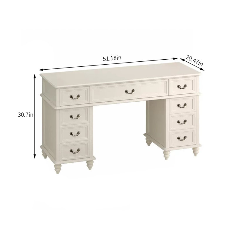 Solid Wood Writing Desk, 30.7" H x 51.18" W x 20.47" D