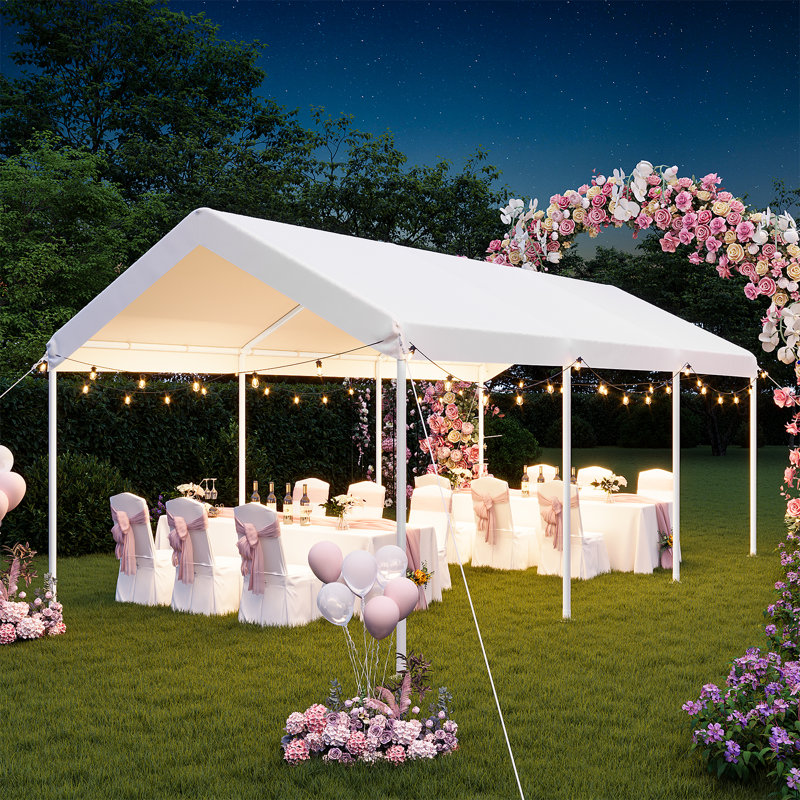 10Ft. W X 20Ft. D Steel Outdoor Canopy Tent Heavy Duty Party Tents For Wedding, White