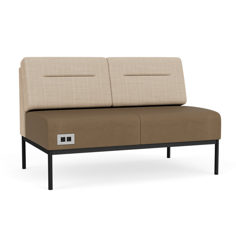 Causeuse Darsey, Avec alimentation, Noir, Chambray calcaire; Patriot Plus taupe