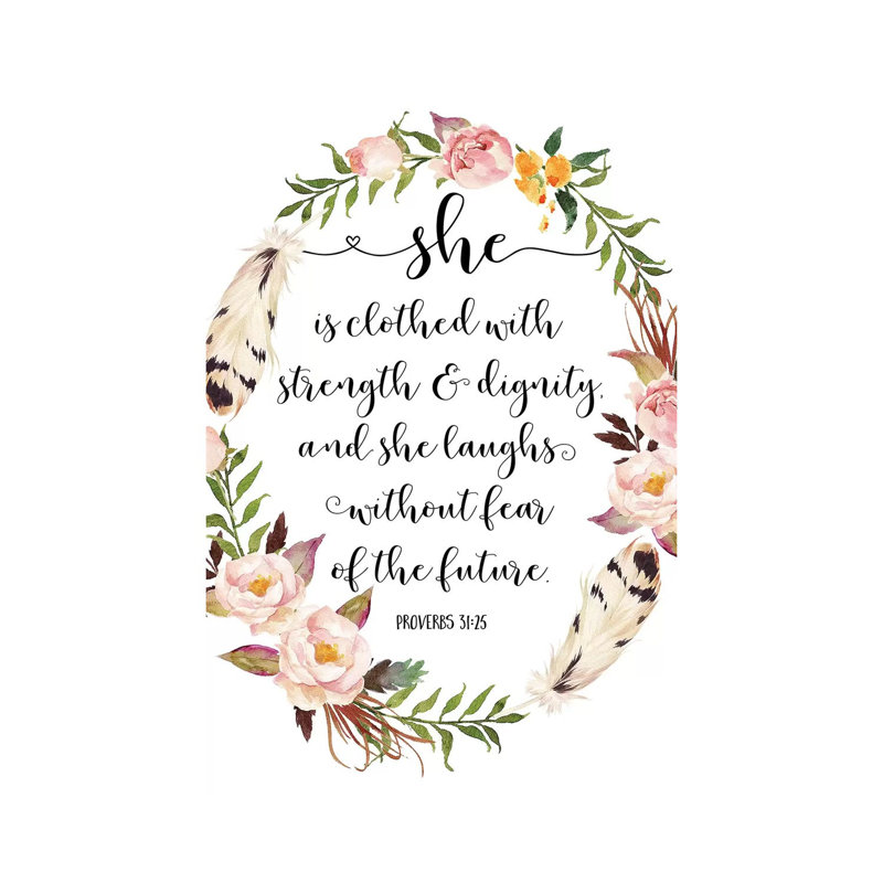 She Is Clothed With Strength And Dignity, And She Laugh, Proverbs 31:25 - Print on Canvas, 30.48 cm H x 45.72 cm W