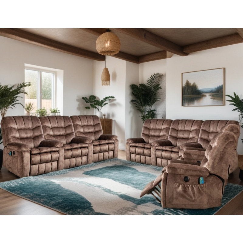 Khorey 39.4" W Super Soft Oversize Power Lift Assist Recliner Chair with Massage and Heat, Brown Velvet