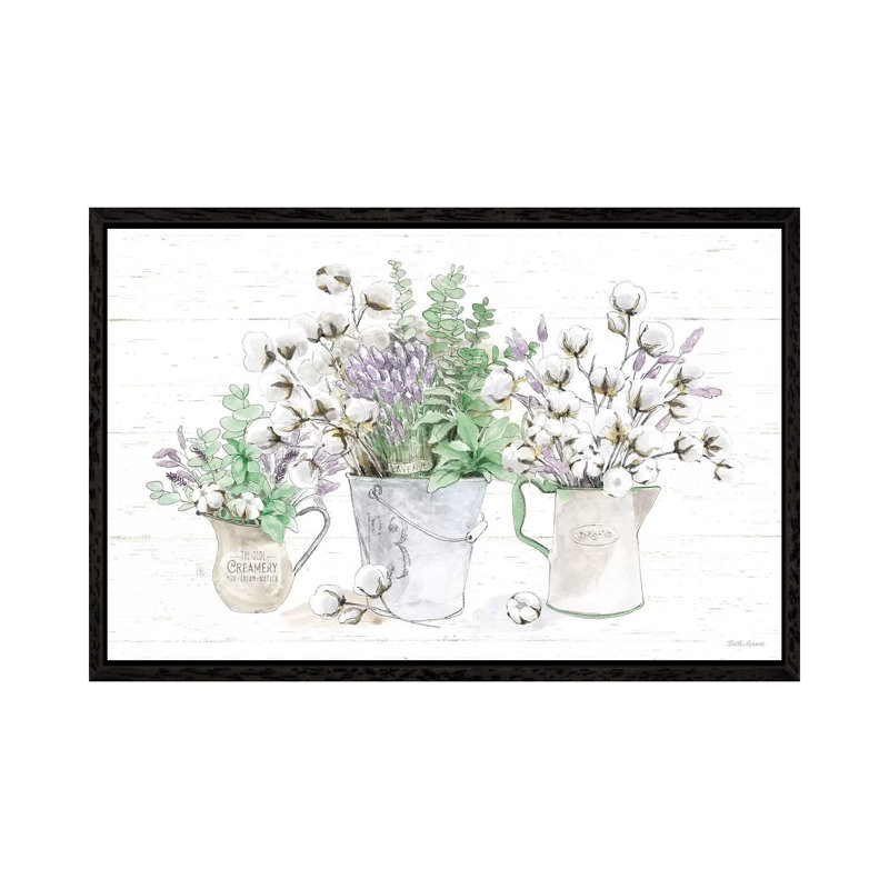 Farmhouse Cotton I Sage by Beth Grove - Painting on Canvas, Black Framed, 152.5 cm H x 101.5 cm W