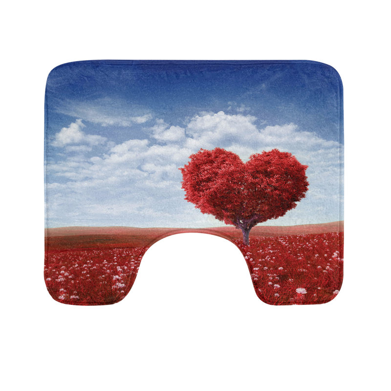 Tapis de salle de bain en forme de U Heart Fraspberry and Cobalt Blue