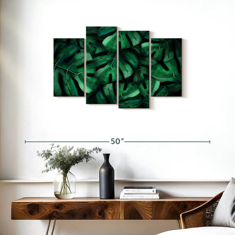 Harnek Dark Green Monsteras, 22" H x 36" W