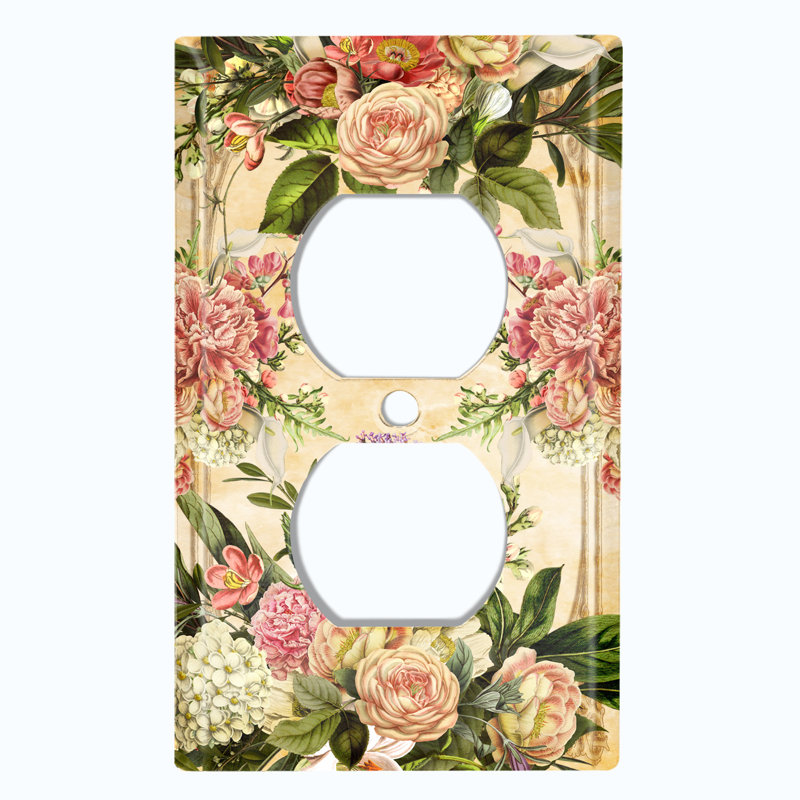Plaque murale rétro à 1 bande Vintage Rose, Rose / Vert foncé