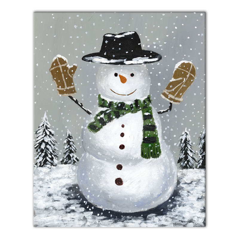 Wintery Snowman - on, H 16 po x l 20 po x P 1,25 po