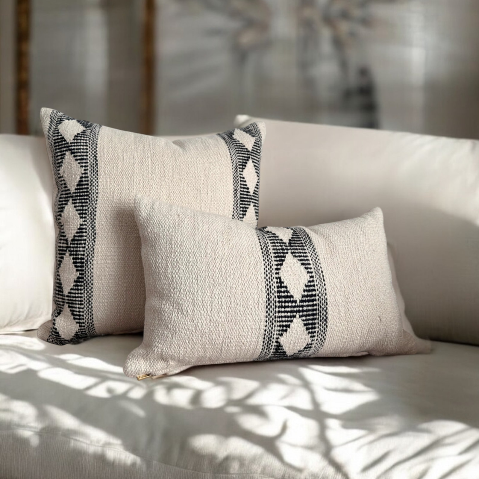 PILLOWPIA Gemma Decorative Slub Cotton Pillow Cover with Brass Zipper & Poppy Tape