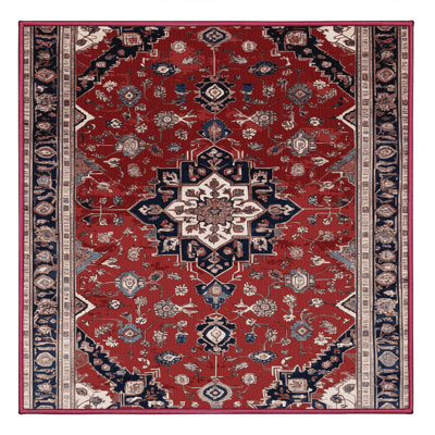 Machine Washable Persian Red Area Rug