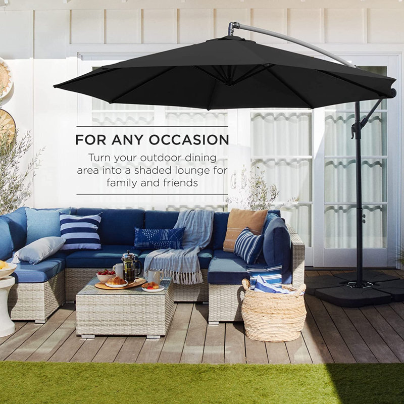 Parasol en porte-à-faux 10 pi Montre, Noir