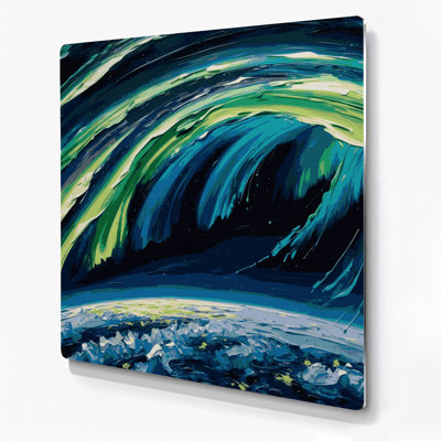 Space Aurora Borealis from space Blue Metal Wall Art