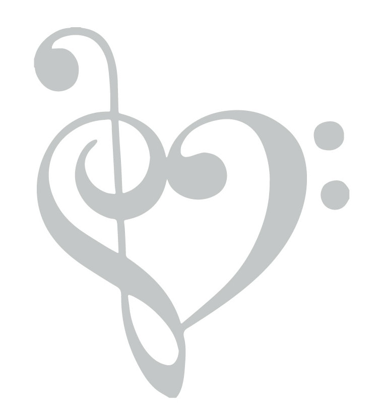 Décalcomanie murale coeur musical, Gris clair, H 24 po x l 20 po x P 0,01 po