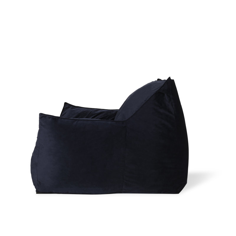 Large Velvet Bean Bag Chair Lounge Floor Chair Memory Foam Filled with Solid Microfiber Cover, Midnight Blue Velvet
