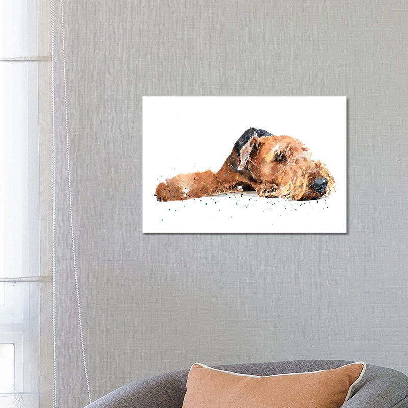 " Airedale " by EdsWatercolours, Wrapped Canvas, No Mat, 18" H x 26" W x 1.5" D