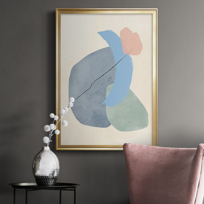 " Pastel Assemblage II ", 30.5"H x 22.5" W, Silver Framed Canvas