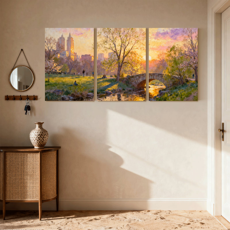 Ensemble de 3 reproductions d'art sur toile, paysage urbain et paysage urbain, H 24 po x l 48 po