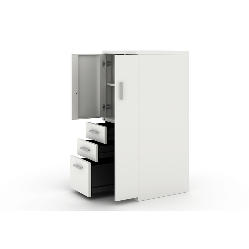Interra Steel Filing Storage Cabinet with 3 Drawers, Interlock System, Smooth Open-Close,Right, White