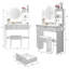 Table de coiffeuse à DEL ronde 17 po avec tabouret rembourré, miroir tricolore, luminosité réglable, commande tactile, 2 ports intégrés AC + 1 ports de type C, rangement multi-couches, style américain, habillage blanc