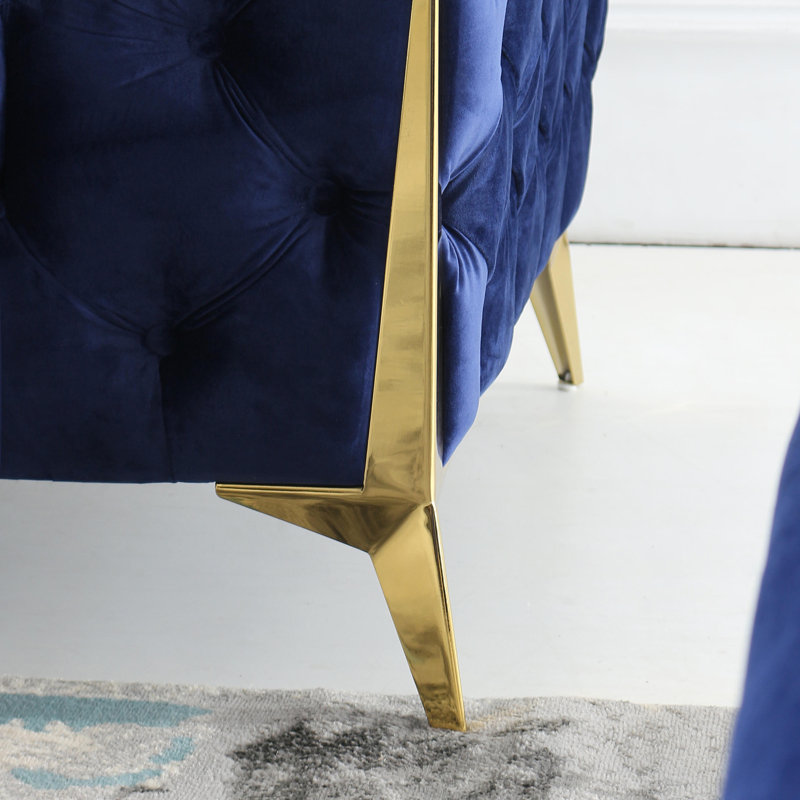 Ensemble de salon en velours 3 pièces, Bleu