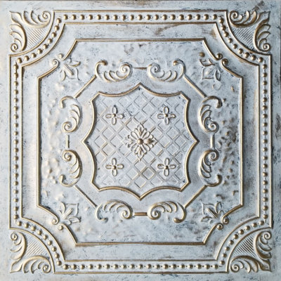 Paire de tuiles de plafond en PVC à coller, en or rustique, paquet de 10 (40 pieds carrés)