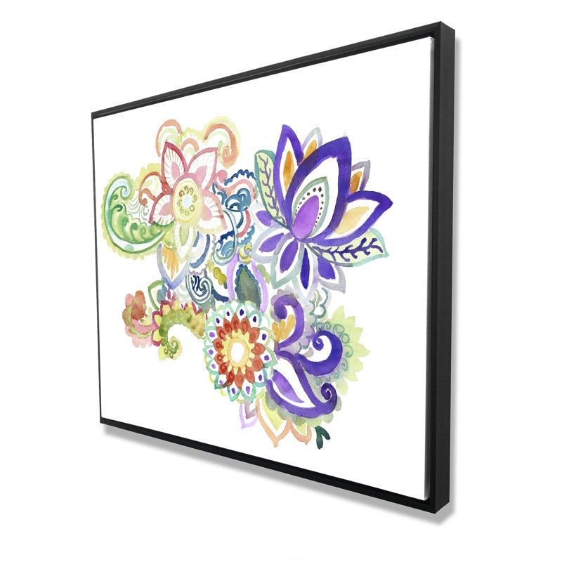 Aquarelle cachemire - Fleurs de chambre encadrées