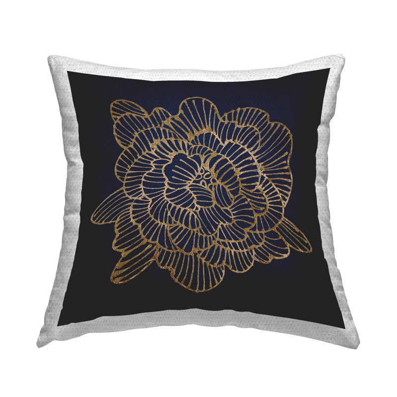 Stupell Industries Contemporary Black Glam Flower Outdoor Printed Pillow by Liz Jardine
