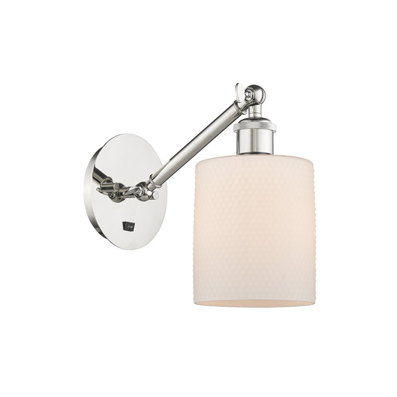 Applique murale 1 lumière 5 "avec bras ajustable Shauna 5", Blanc mat, Incandescente, Nickel poli