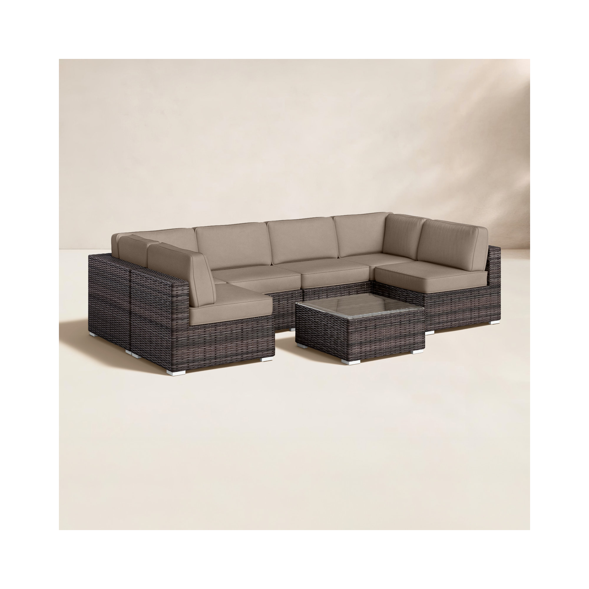 Lauderman Fully Assembled 4 - Person Seating Group with Sunbrella Cushions, Heather Beige Sunbrella®