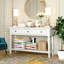 Console de style rétro classique avec trois tiroirs supérieurs et une tablette inférieure de style ouvert, facile à assembler-130150715-130150725-130150727