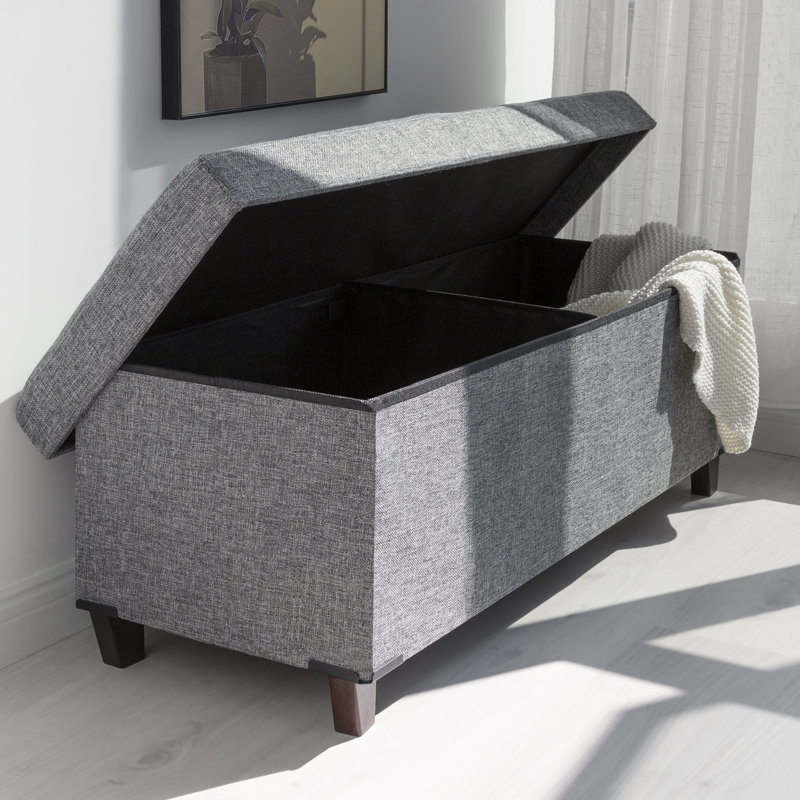 Jenaya Upholstered Storage Bench with Solid Wood Legs, Gray