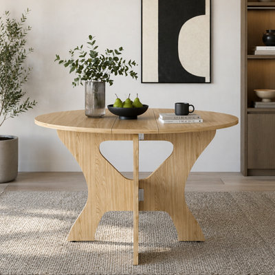 Table de salle à manger pliante 43 po pour petits espaces, table en panneau de fibres à densité moyenne avec placage en noyer
