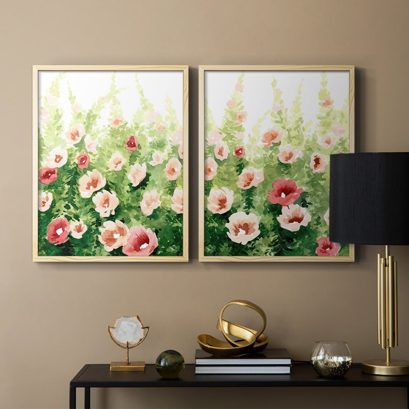 Sunlit Flora I-Premium, reproduction encadrée prête à accrocher - aucun clou requis - aucun clou requis, Bois naturel